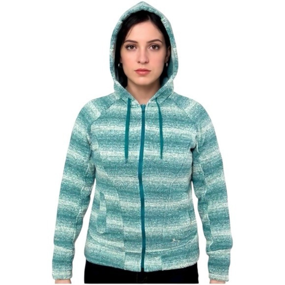 Under Armour Women's Striped Full Zip Hoodie Teal White Size M